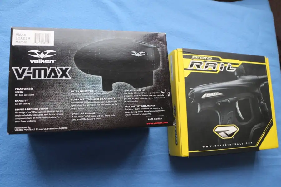 Продажа пейнтбольного комплекта: маркер Proto Rail и фидер Valken V-Max