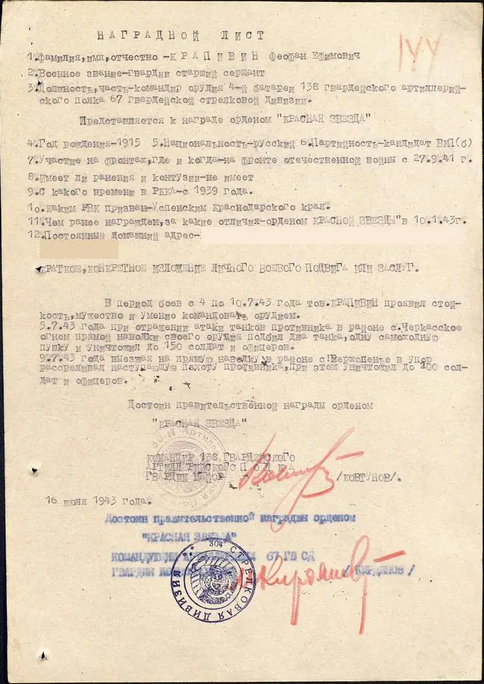 Память о героях Великой Отечественной войны: архивные документы, наградные листы и…